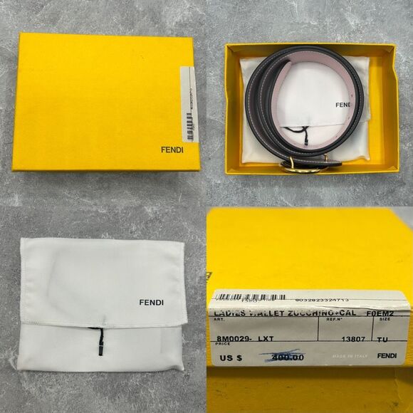 NWT Fendi Vitello Liberty F is Fendi Bi-Color Reversible Belt Black Pink Leather - Picture 13 of 15